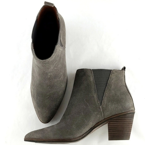 Lucky Brand Women's Lorry Leather Pointy Toe Ankle Boots Grey Western Size 6M - Picture 2 of 15